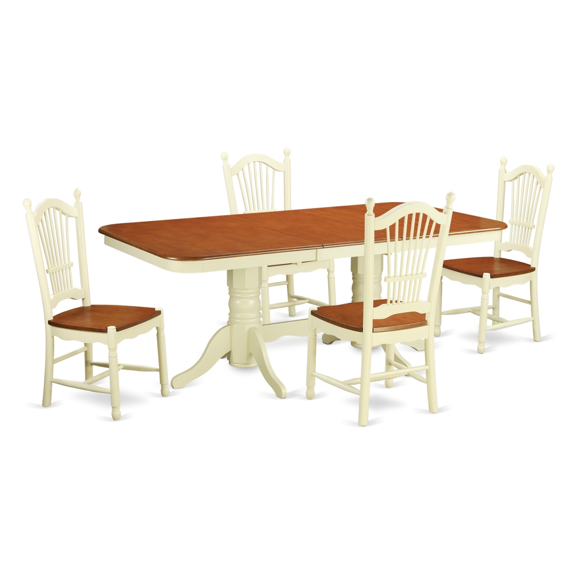 Kitchen Nook Dining Set - Table & 4 Chairs, Buttermilk & Cherry - 5 Piece