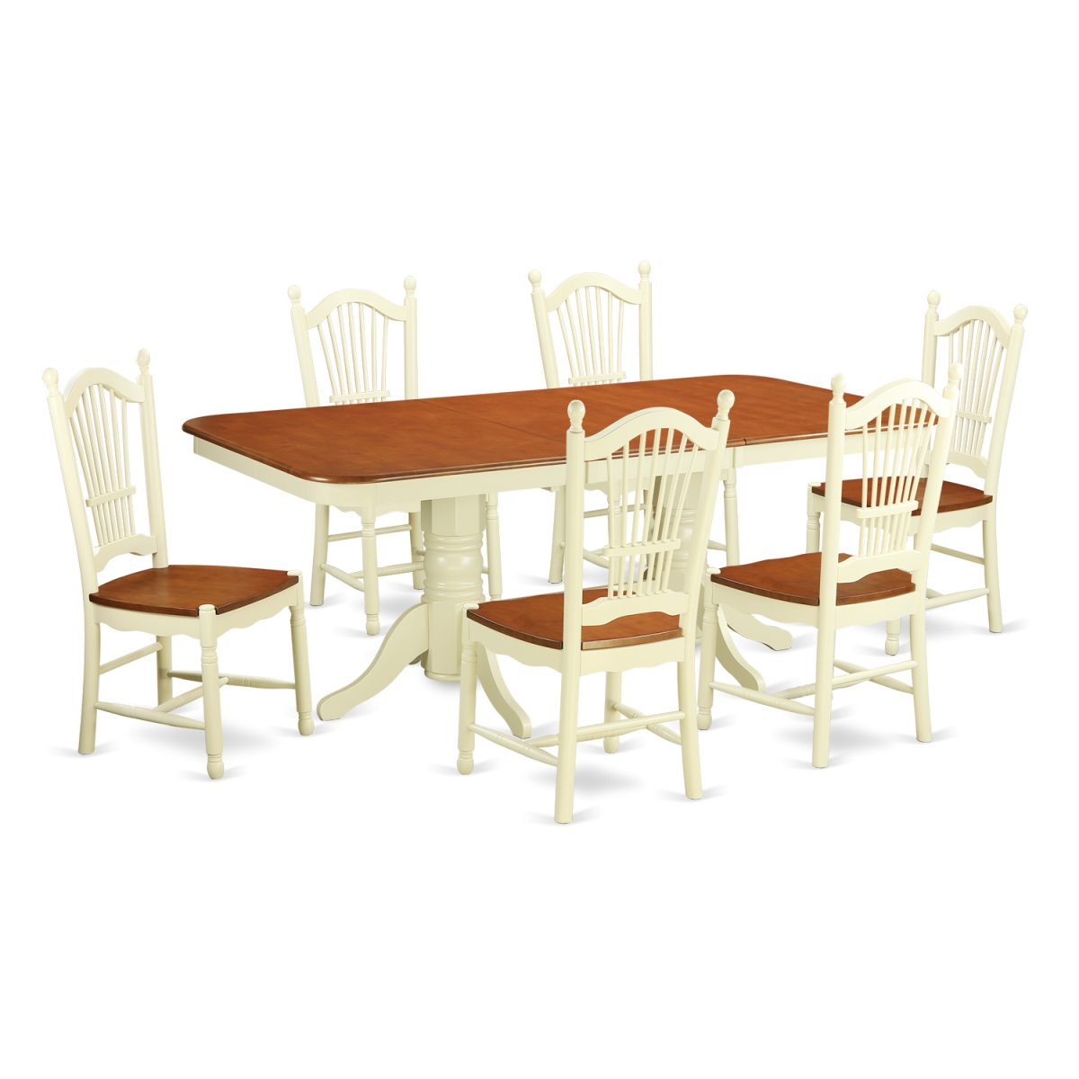 NADO7-WHI-W Dining Table Set - Kitchen Table & 6 Chairs, Buttermilk & Cherry - 7 Piece -  East West Furniture