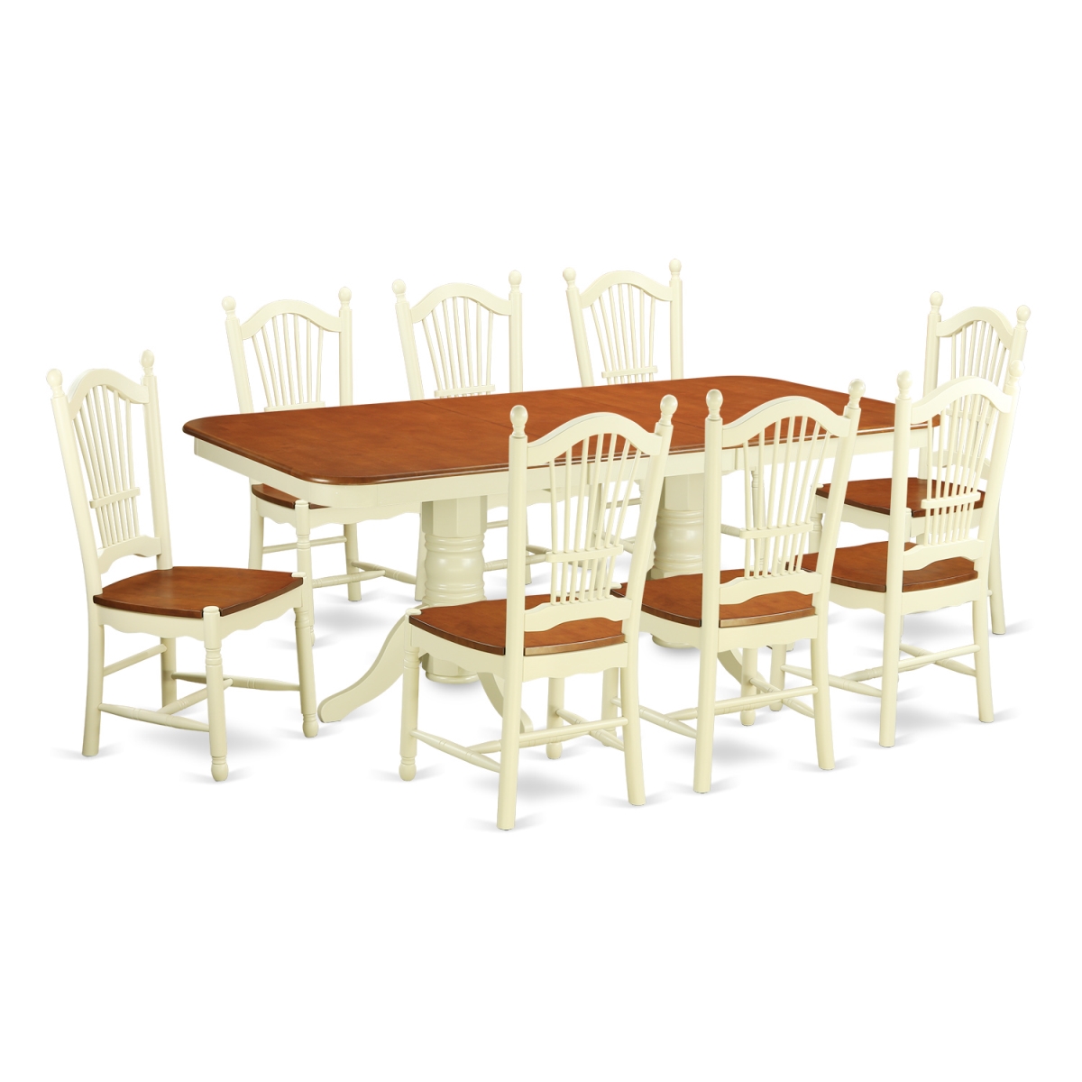 Kitchen Table Set - Small Kitchen Table & 8 Chairs, Buttermilk & Cherry - 9 Piece