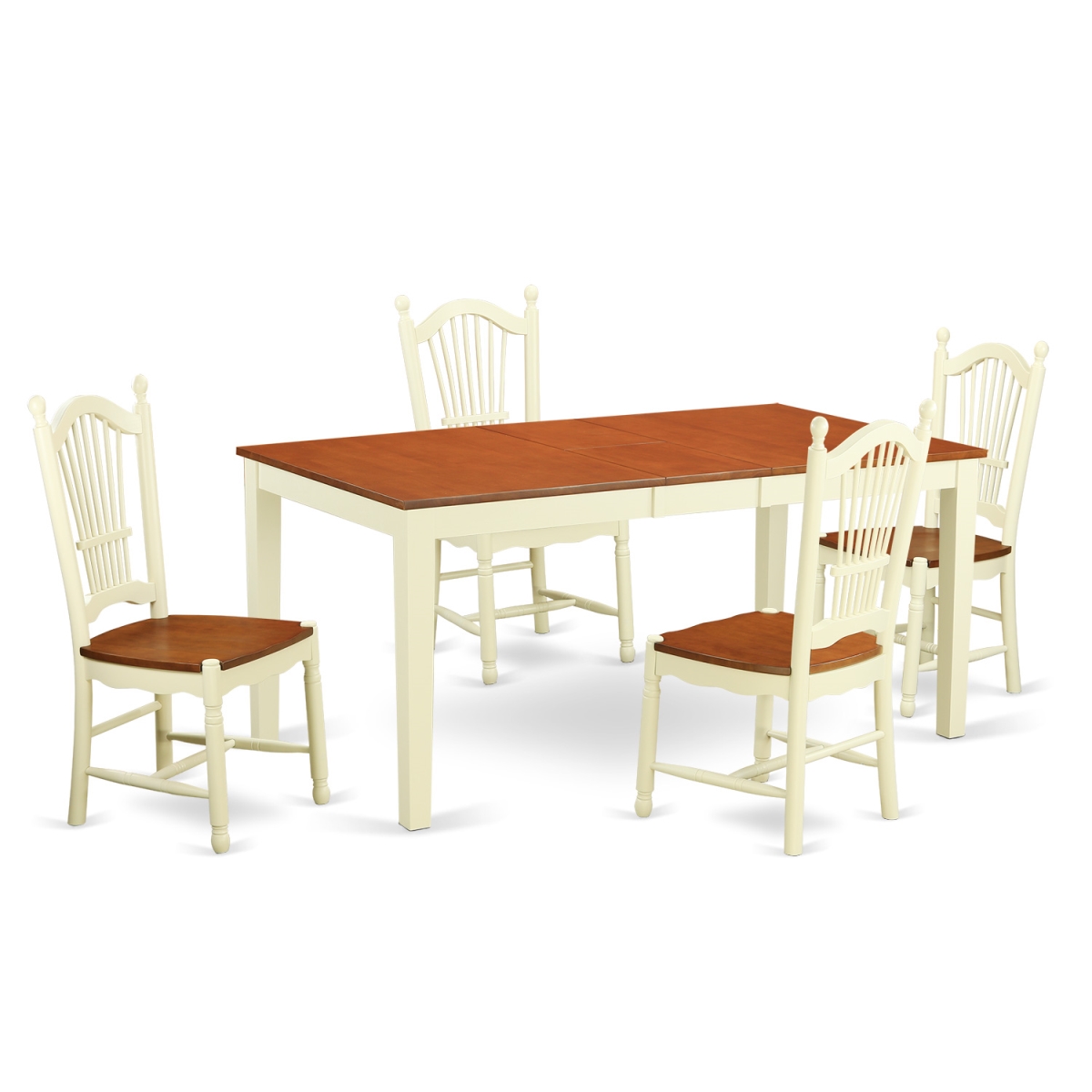 Dining Table Set - Table & 4 Chairs, Buttermilk & Cherry - 5 Piece