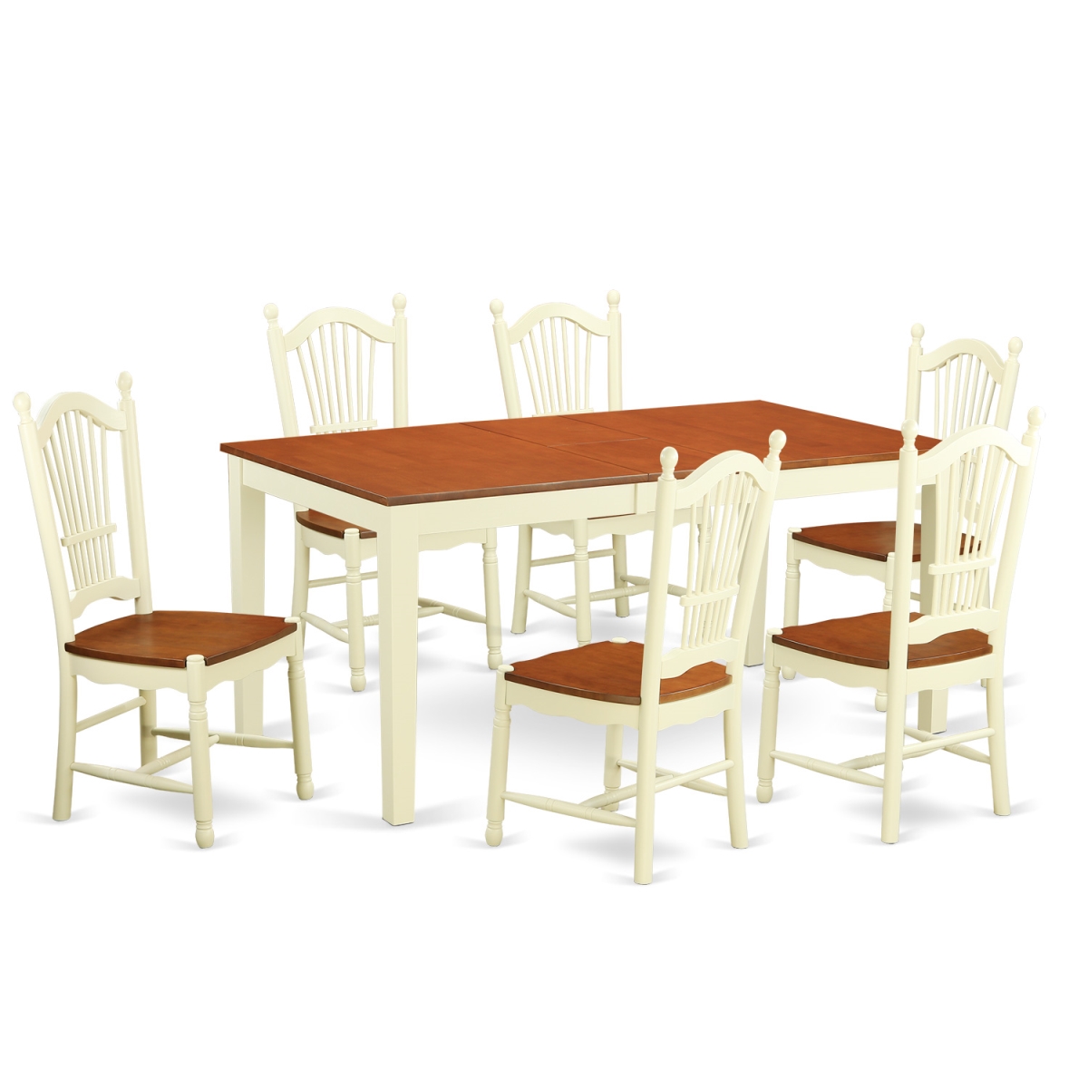 NIDO7-WHI-W Kitchen Nook Dining Set with 6 Kitchen Table & 6 Chairs, Buttermilk & Cherry - 7 Piece -  East West Furniture