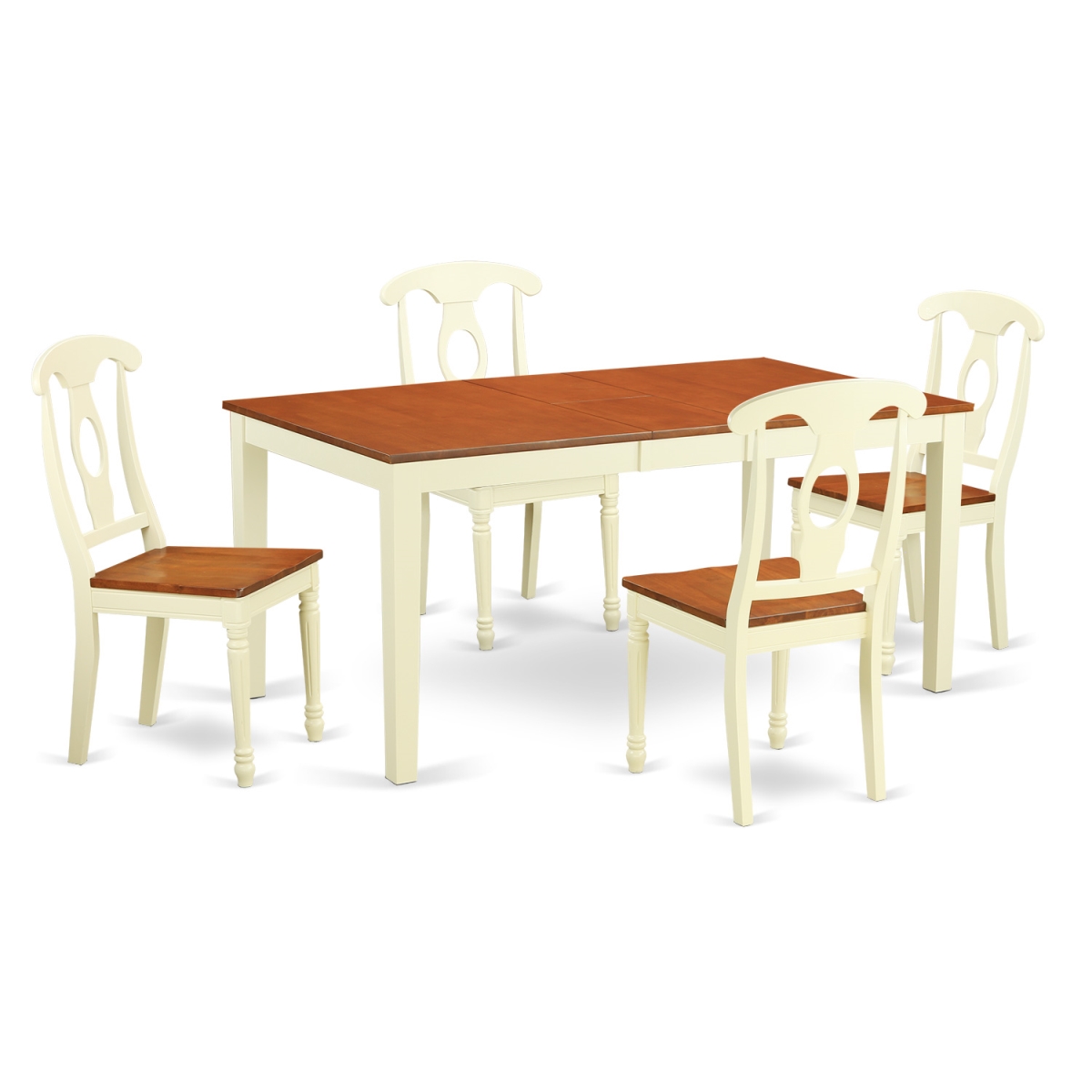 Wood Seat Table & Chair Set with 4 Table & 4 Chairs, Buttermilk & Cherry - 5 Piece