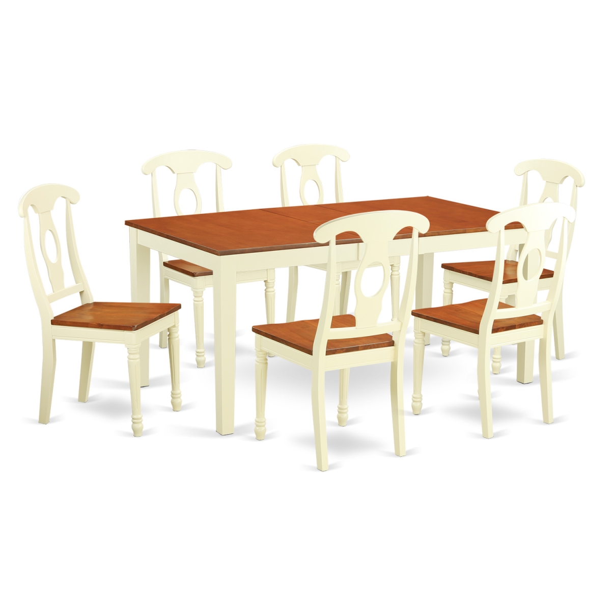 NIKE7-WHI-W Dining Room Table Sets - Kitchen Table & 6 Chairs, Buttermilk & Cherry - 7 Piece -  East West Furniture