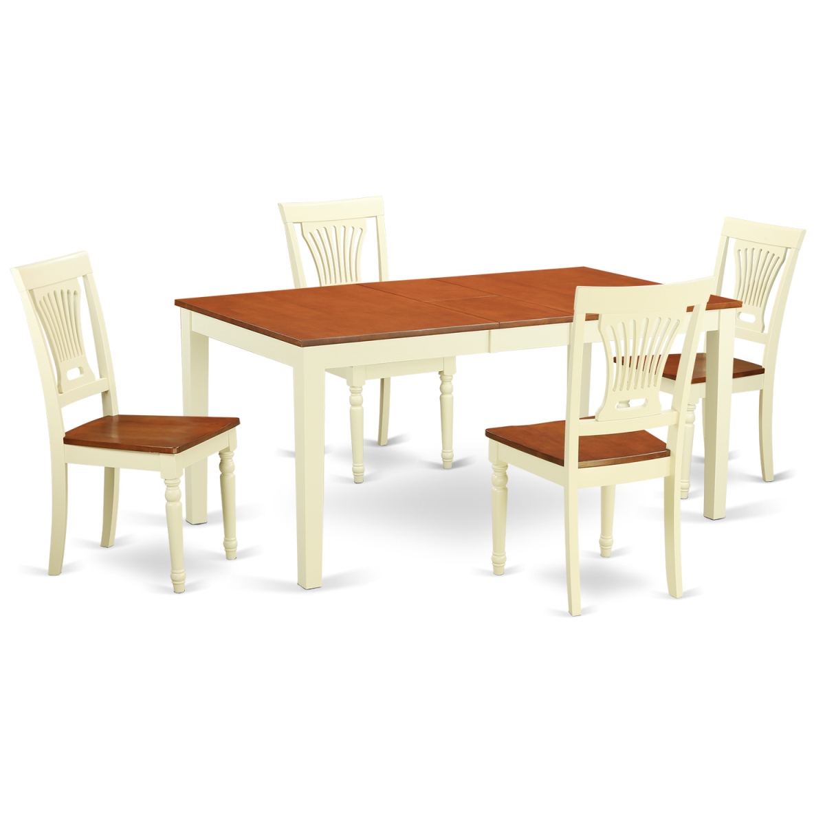 Dining Table Set - Kitchen Table & 4 Chairs, Buttermilk & Cherry - 5 Piece
