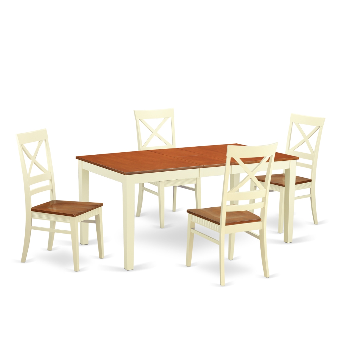 NIQU5-WHI-W Dinette Set with 4 Kitchen Table & 4 Chairs, Buttermilk & Cherry - 5 Piece -  East West Furniture