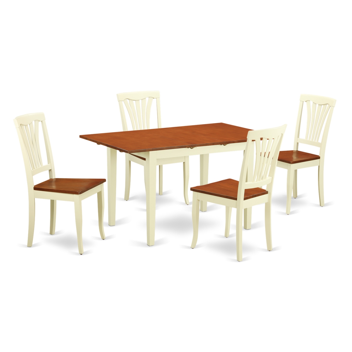 Picture of East West Furniture NOAV5-WHI-W Wood Seat Dinette Set with 4 Kitchen Table & 4 Chairs&#44; Buttermilk & Cherry - 5 Piece