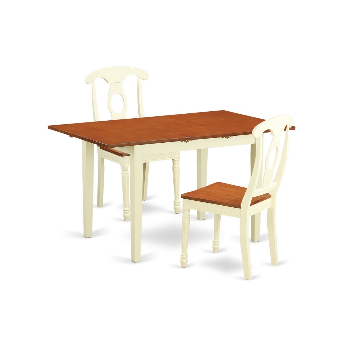 Picture of East West Furniture NOKE3-WHI-W Table Set with 2 Dining Table & 2 Chairs&#44; Buttermilk & Cherry - 3 Piece