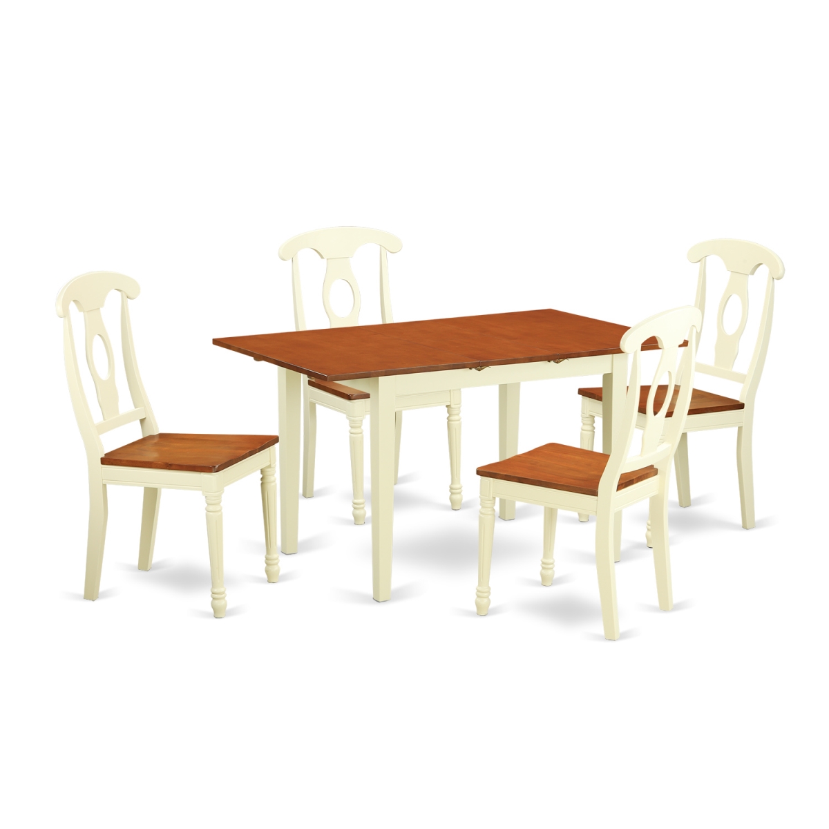 Picture of East West Furniture NOKE5-WHI-W Table & Chair Set with 4 Table & 4 Chairs&#44; Buttermilk & Cherry - 5 Piece