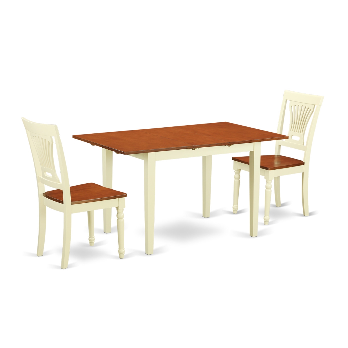 Picture of East West Furniture NOPL3-WHI-W Kitchen Table Set - Dining Table & 2 Chairs&#44; Buttermilk & Cherry - 3 Piece