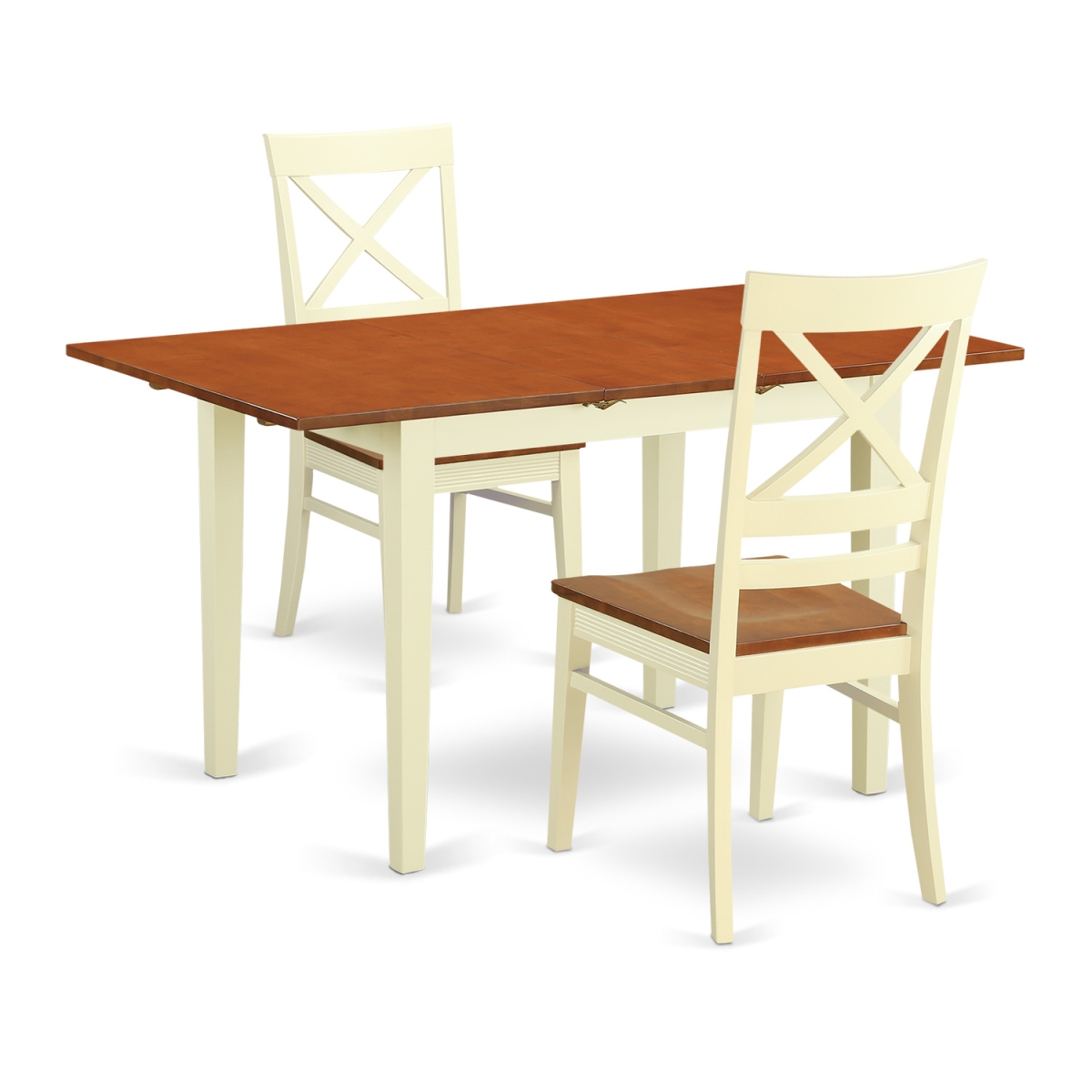 Picture of East West Furniture NOQU3-WHI-W Table & Chair Set with 2 Table & 2 Chairs&#44; Buttermilk & Cherry - 3 Piece
