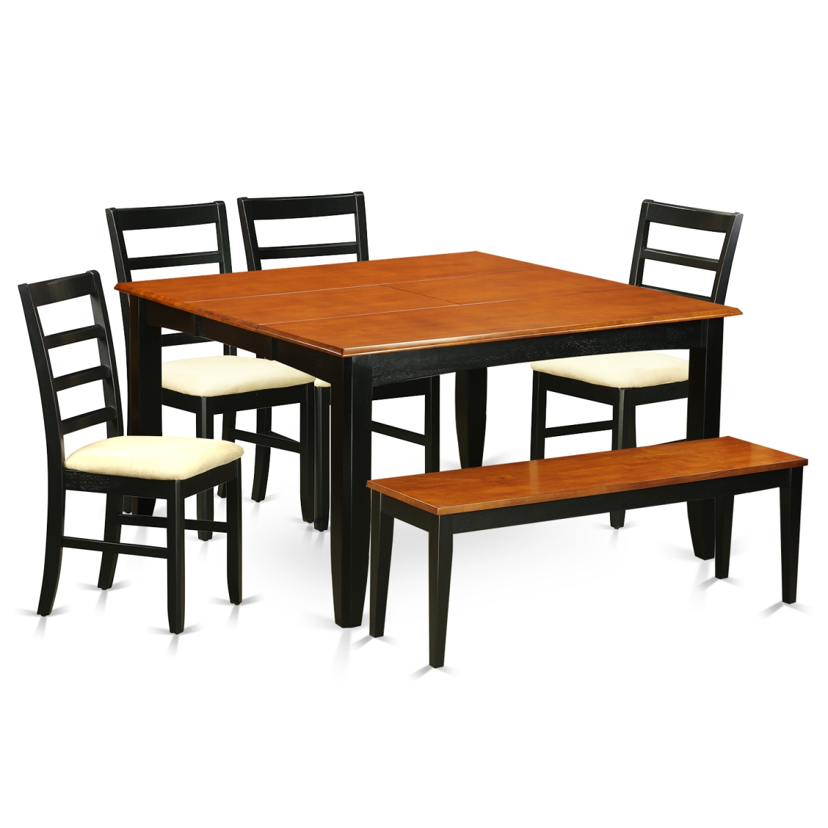 PARF6-BCH-C Microfiber Dining Room Set with Kitchen Tables & 4 Chairs Plus Bench, Black & Cherry - 6 Piece -  East West Furniture