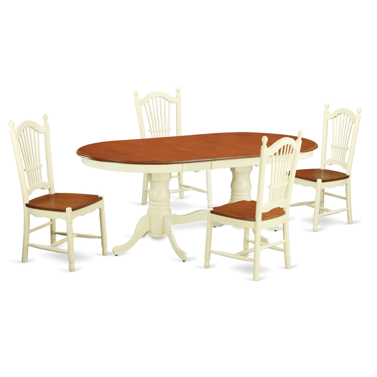 Table & Chairs Set - Kitchen Table & 4 Chairs, Buttermilk & Cherry - 5 Piece