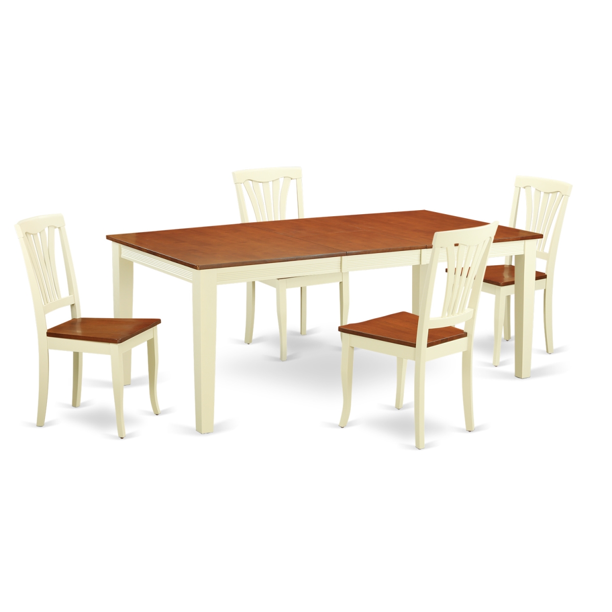 Table & Chair Set with 4 One Table & 4 Chairs, Buttermilk & Cherry - 5 Piece