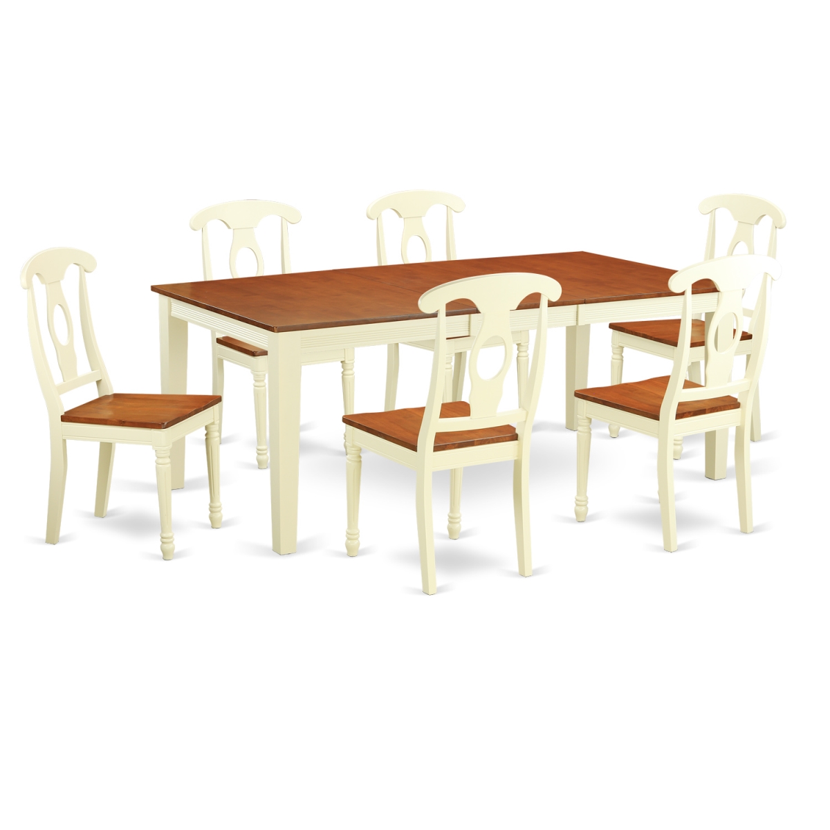 QUKE7-WHI-W Kitchen Nook Dining Set - Dining Room Table & 6 Chairs, Buttermilk & Cherry - 7 Piece -  East West Furniture