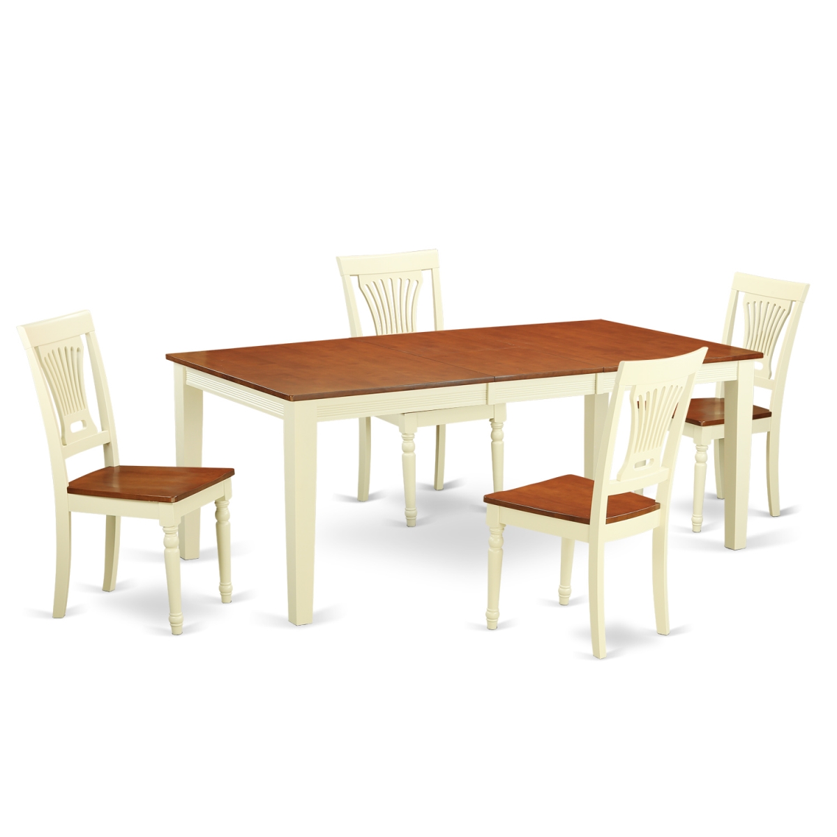 Table Set with 4 Table & 4 Chairs, Buttermilk & Cherry - 5 Piece