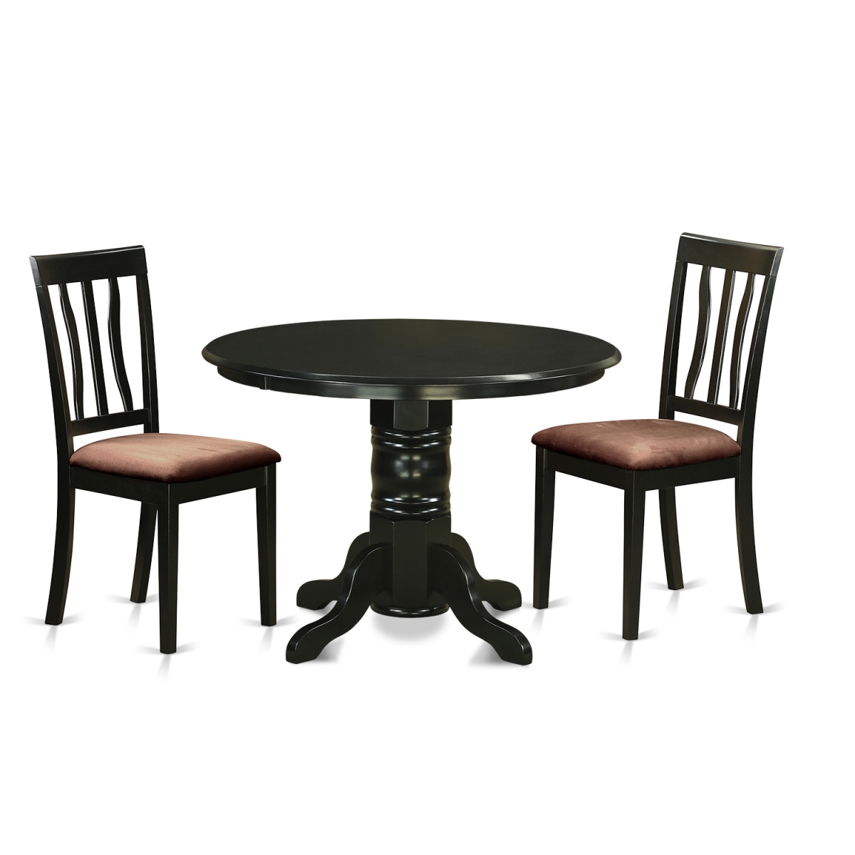 Picture of East West Furniture SHAN3-BLK-C Dinette Table Set - Small Kitchen Table & 2 Chairs&#44; Black - 3 Piece