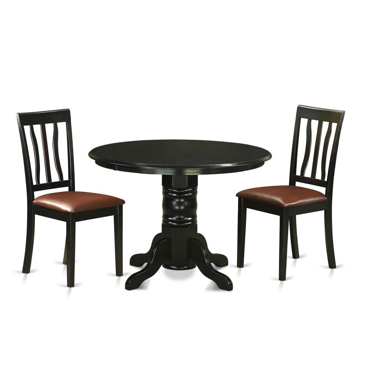 Picture of East West Furniture SHAN3-BLK-LC Small Kitchen Table Set with 2 Small Kitchen Table & 2 Chairs&#44; Black - 3 Piece