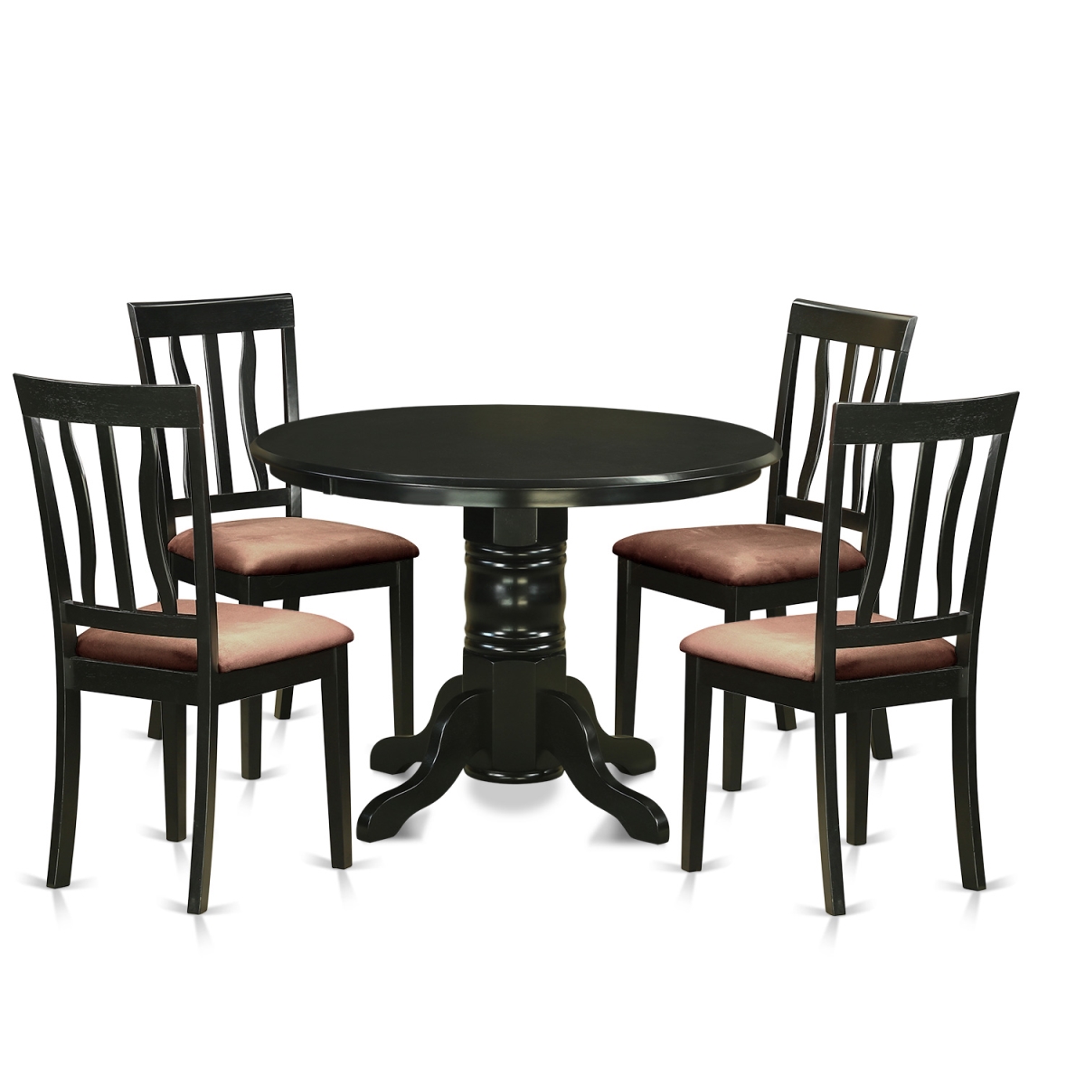 Picture of East West Furniture SHAN5-BLK-C Dining Table Set - Table & 4 Chairs&#44; Black - 5 Piece