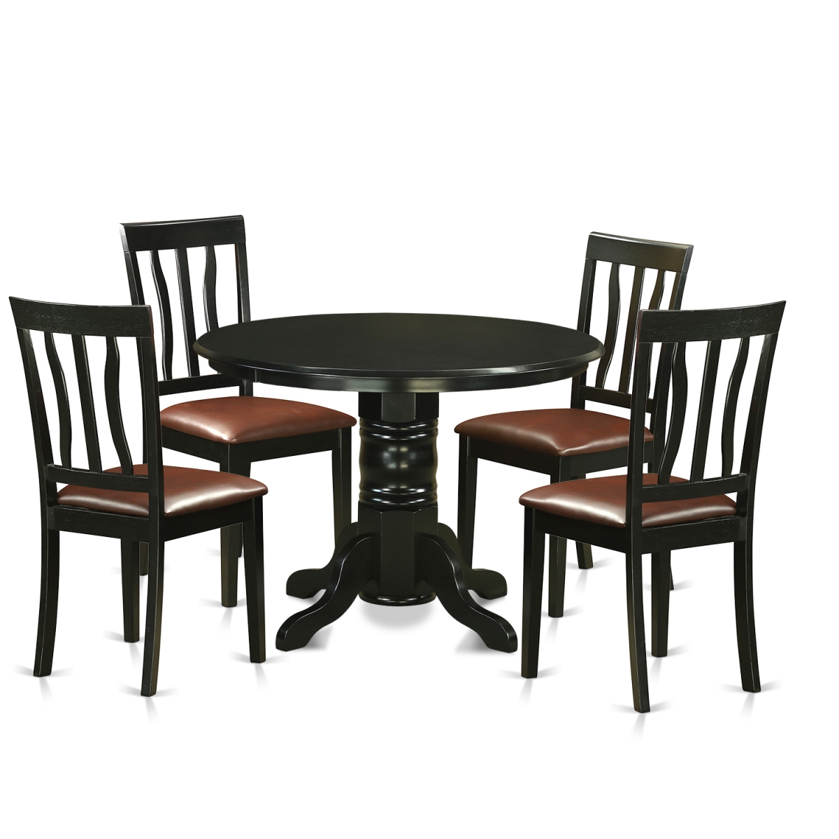 Picture of East West Furniture SHAN5-BLK-LC Faux Leather Dining Set with 4 Table & 4 Chairs&#44; Black - 5 Piece