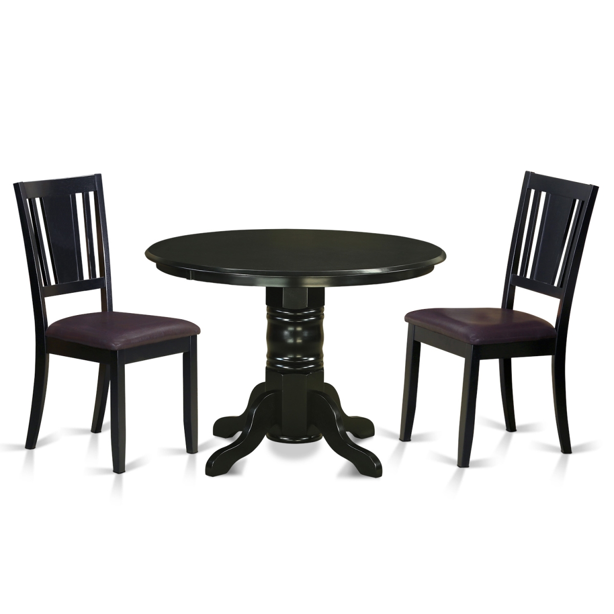 SHDU3-BLK-LC Faux Leather Dinette Set - Dining Room Table & 2 Chairs, Black - 3 Piece