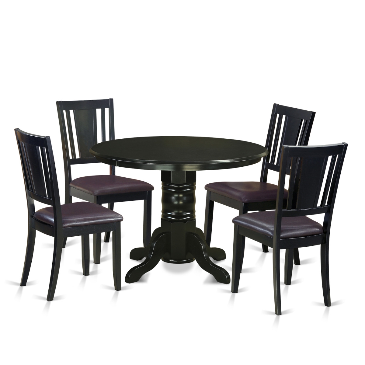 Kitchen Nook Dining Set - Table & 4 Chairs, Black - 5 Piece