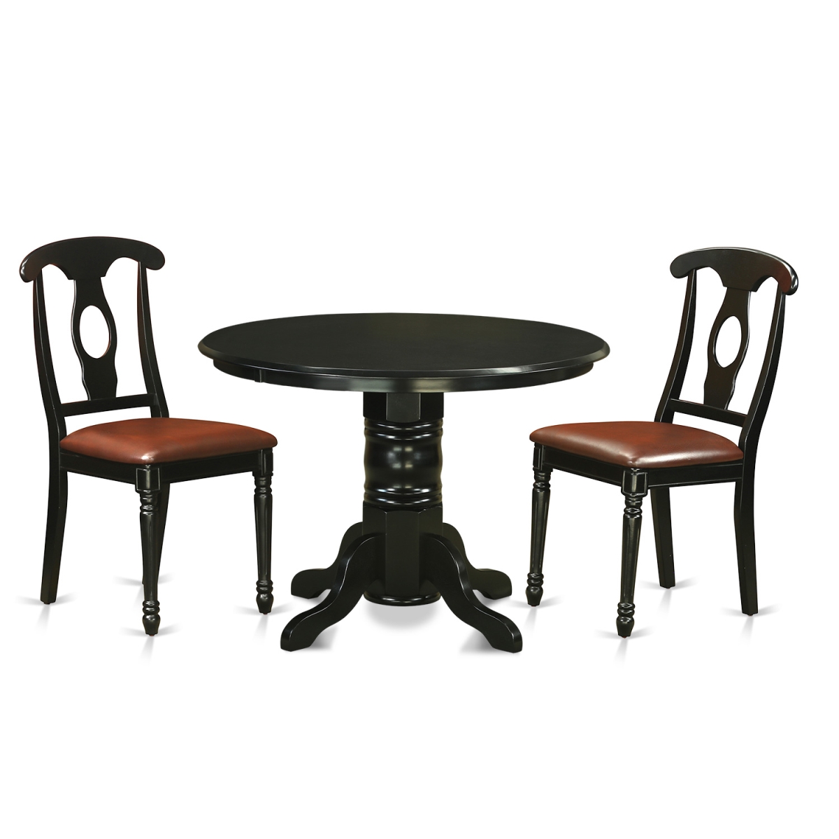 Picture of East West Furniture SHKE3-BLK-LC Table & Chair Set - Dining Room Table & 2 Chairs&#44; Black - 3 Piece