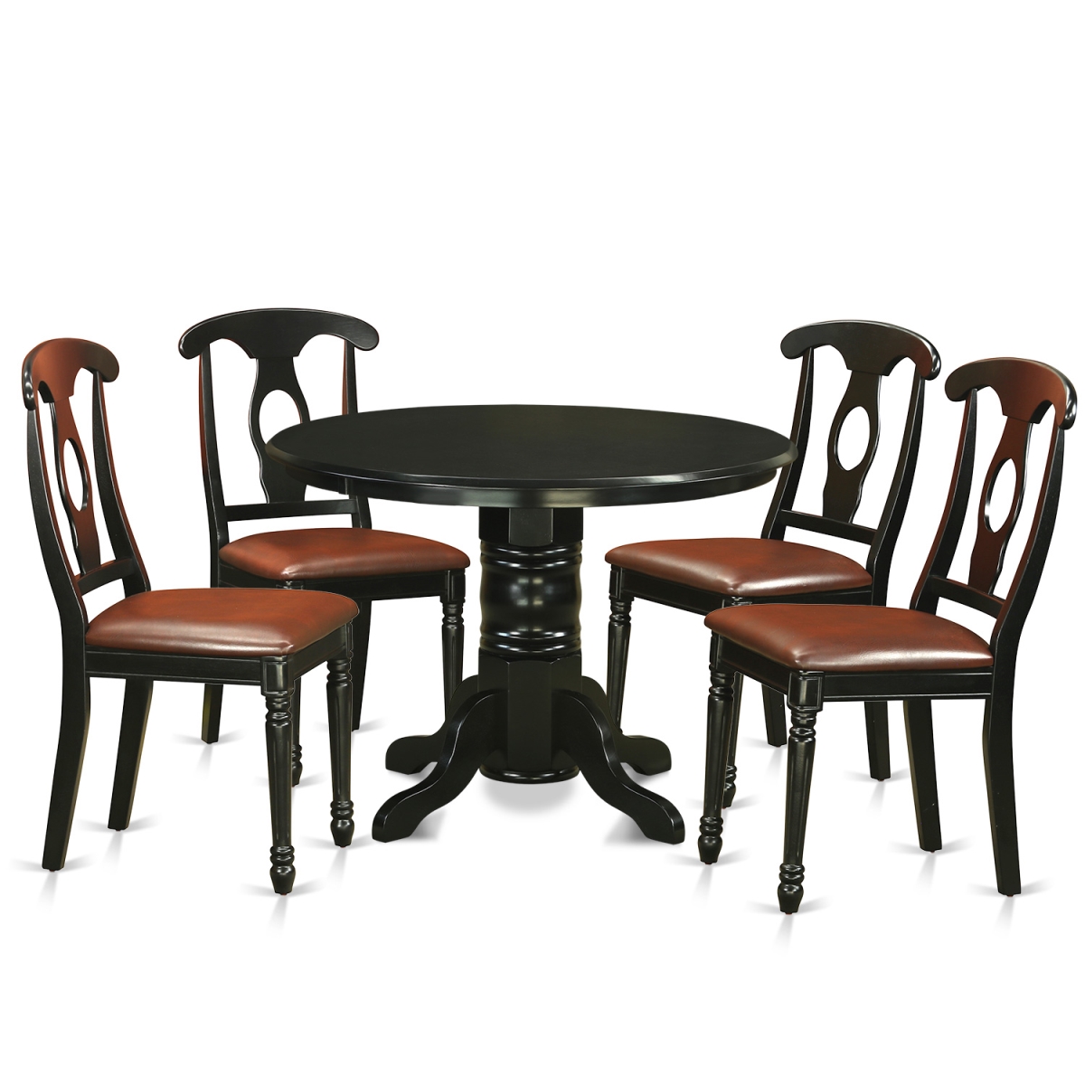 Picture of East West Furniture SHKE5-BLK-LC Table Set with 4 Dining Table & 4 Chairs&#44; Black - 5 Piece