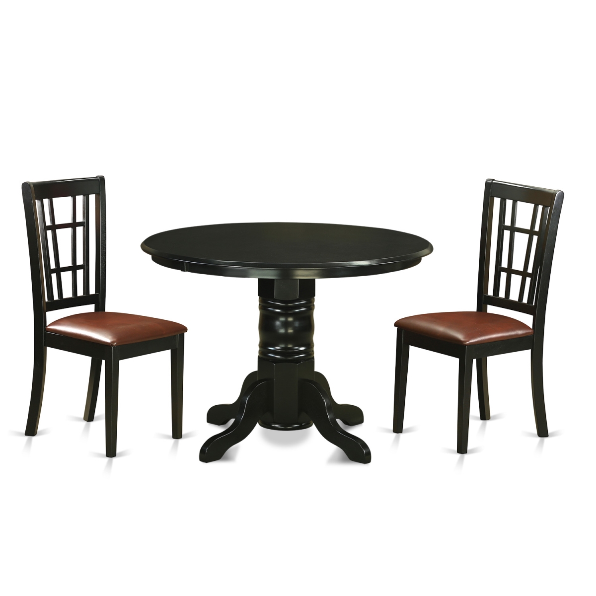 Picture of East West Furniture SHNI3-BLK-LC Dining Room Table Set with 2 Table & 2 Chairs&#44; Black - 3 Piece