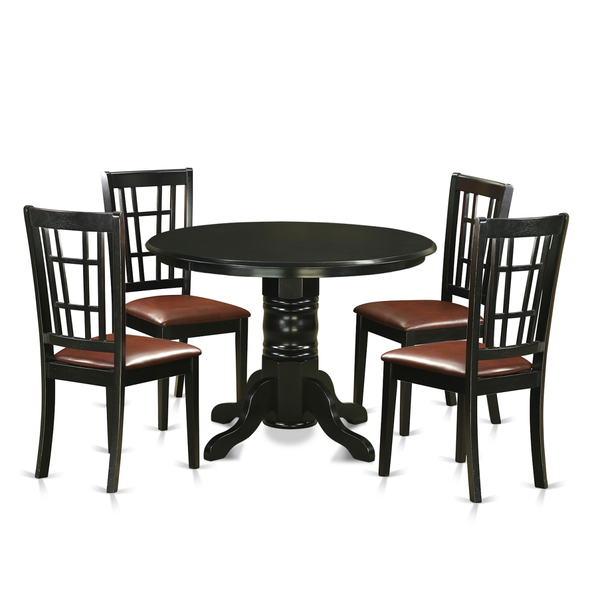 Picture of East West Furniture SHNI5-BLK-LC Small Kitchen Table Set with 4 Dining Table & 4 Chairs&#44; Black - 5 Piece