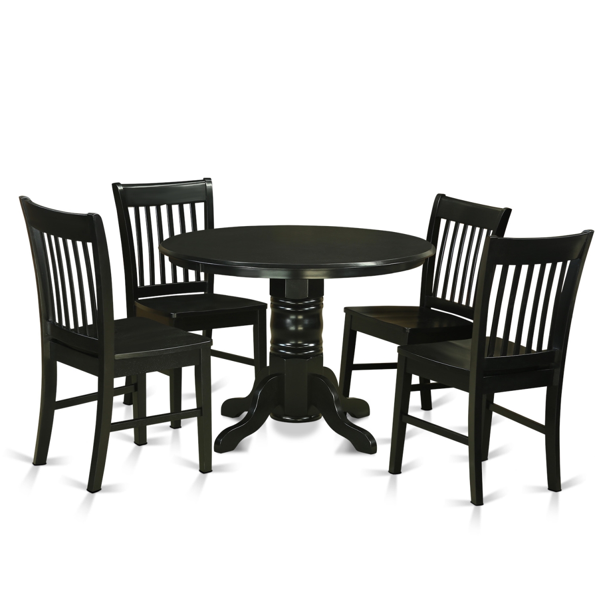 Picture of East West Furniture SHNO5-BLK-W Dining Set with 2 Table & 2 Chairs&#44; Black - 3 Piece