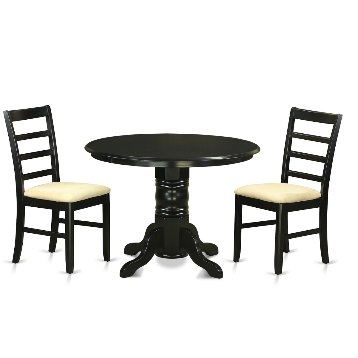 Picture of East West Furniture SHPF3-BLK-C Table Set with 2 Dining Table & 2 Chairs&#44; Black - 3 Piece