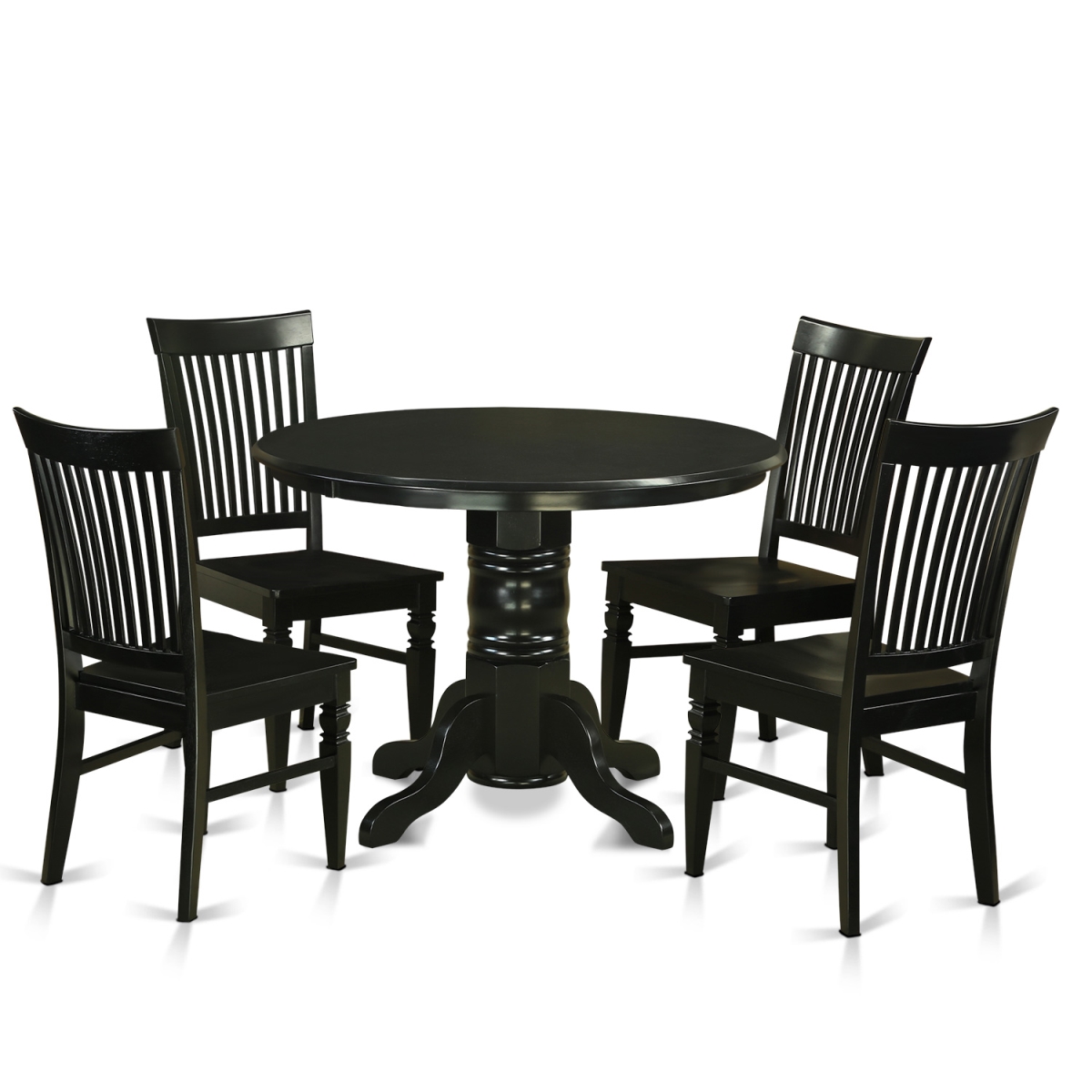 Picture of East West Furniture SHWE5-BLK-W Small Kitchen Table Set - Kitchen Table & 4 Chairs&#44; Black - 5 Piece