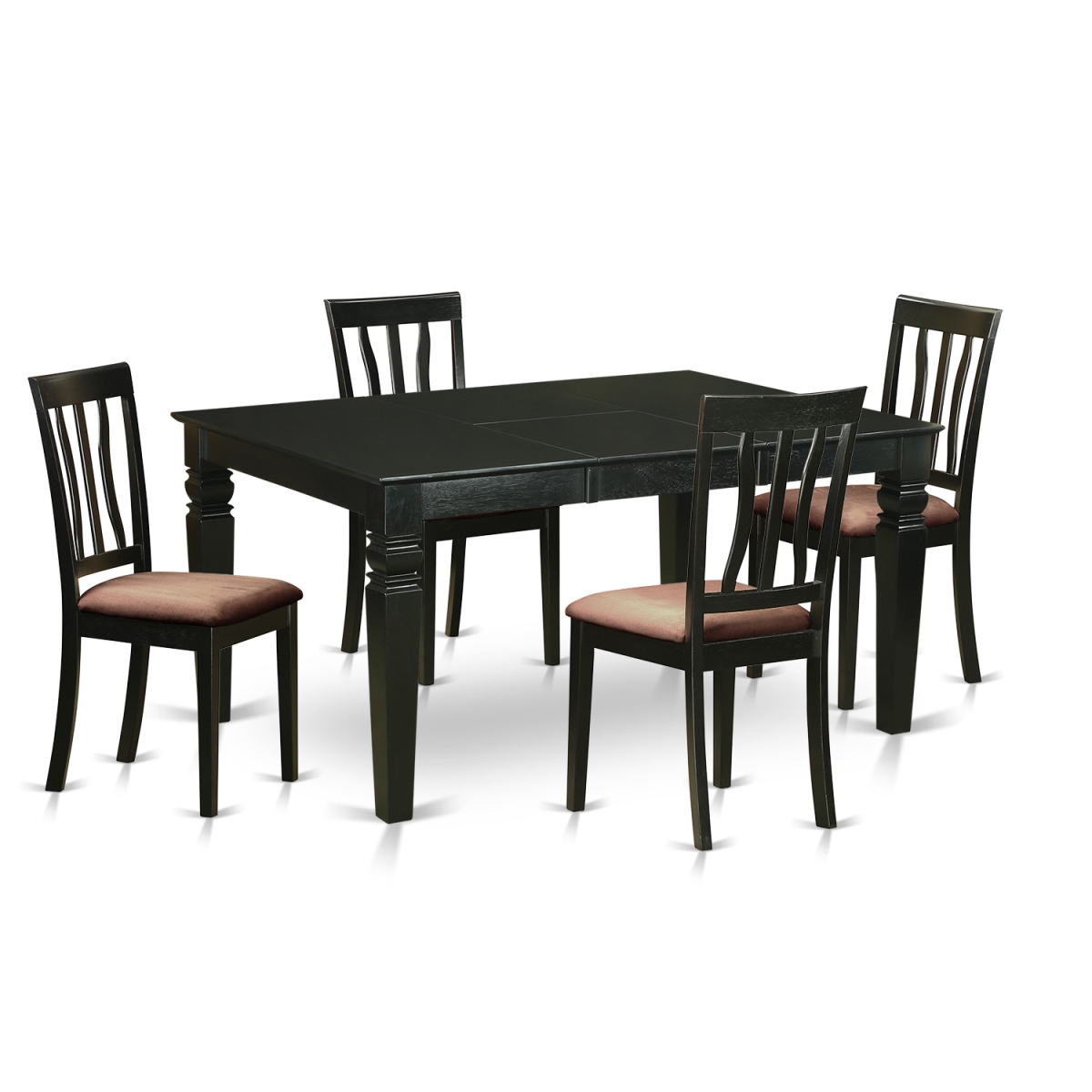Dinette Table Set - Kitchen Table & 4 Chairs, Black - 5 Piece