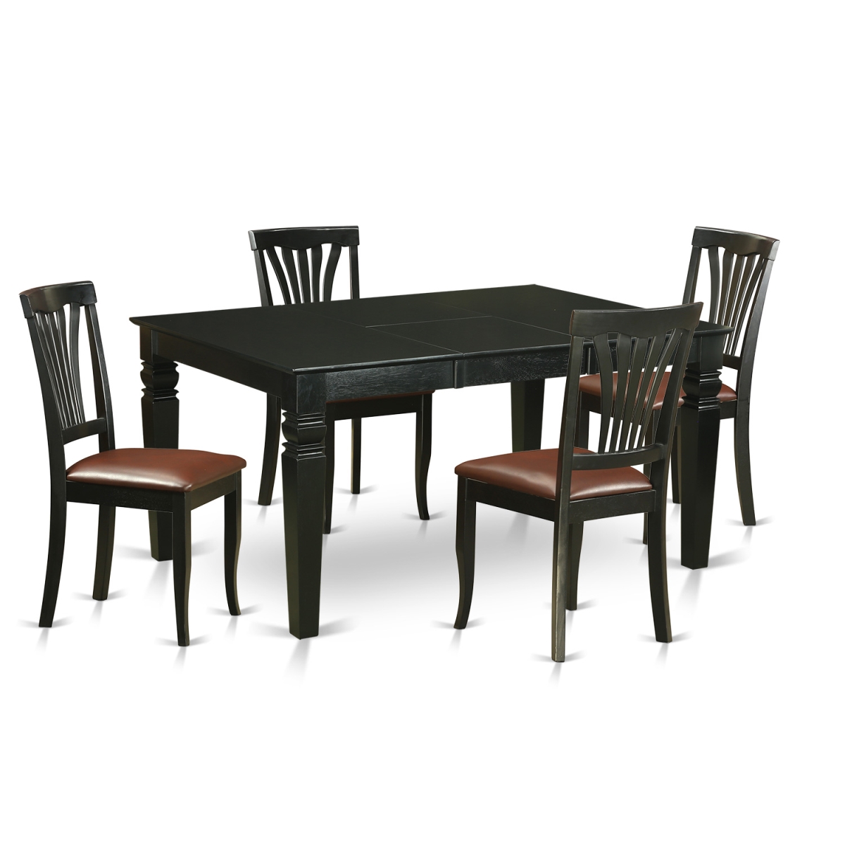 Faux Leather Dinette Table Set - Black - 5 Piece