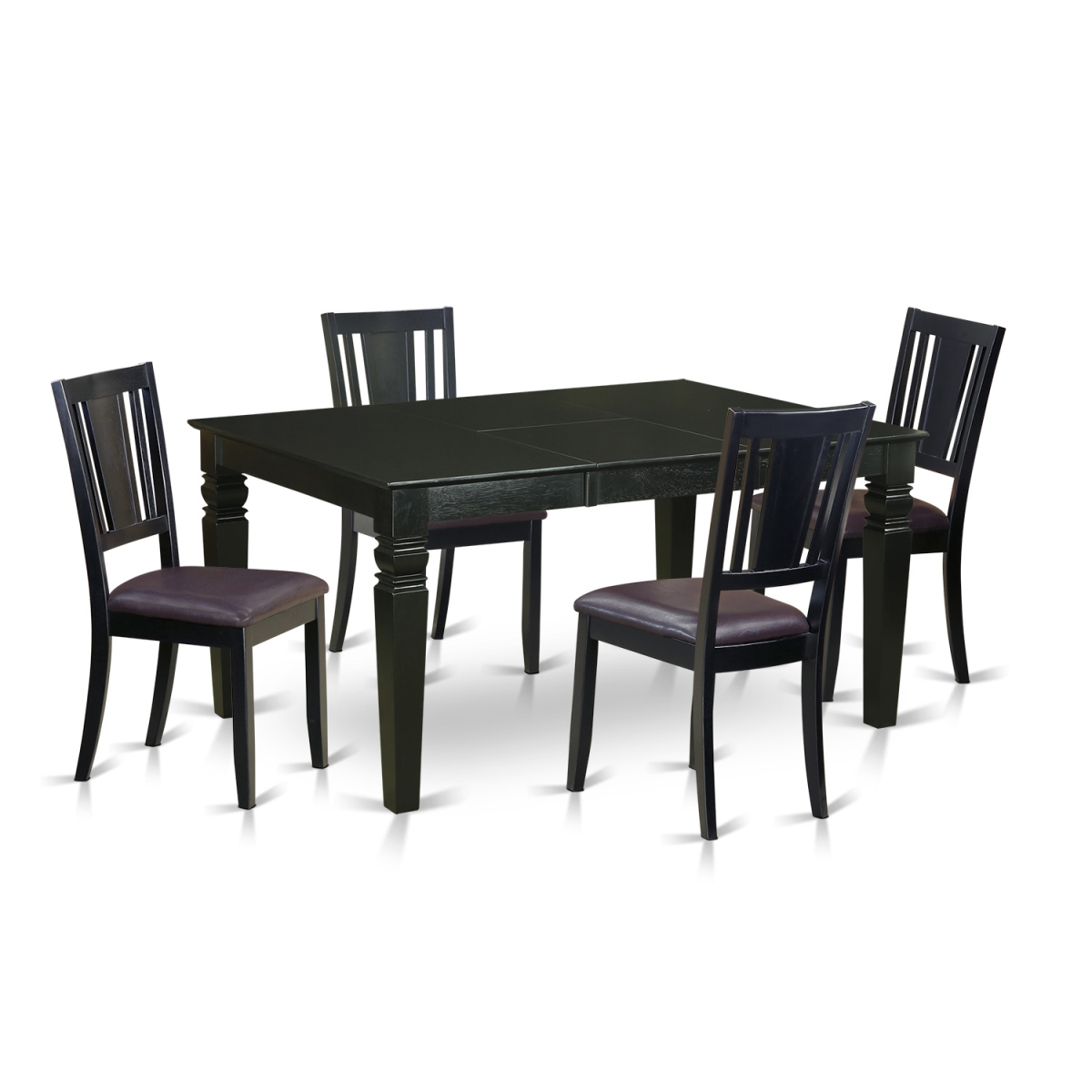 Kitchen Nook Dining Set - Dining Table & 4 Chairs, Black - 5 Piece