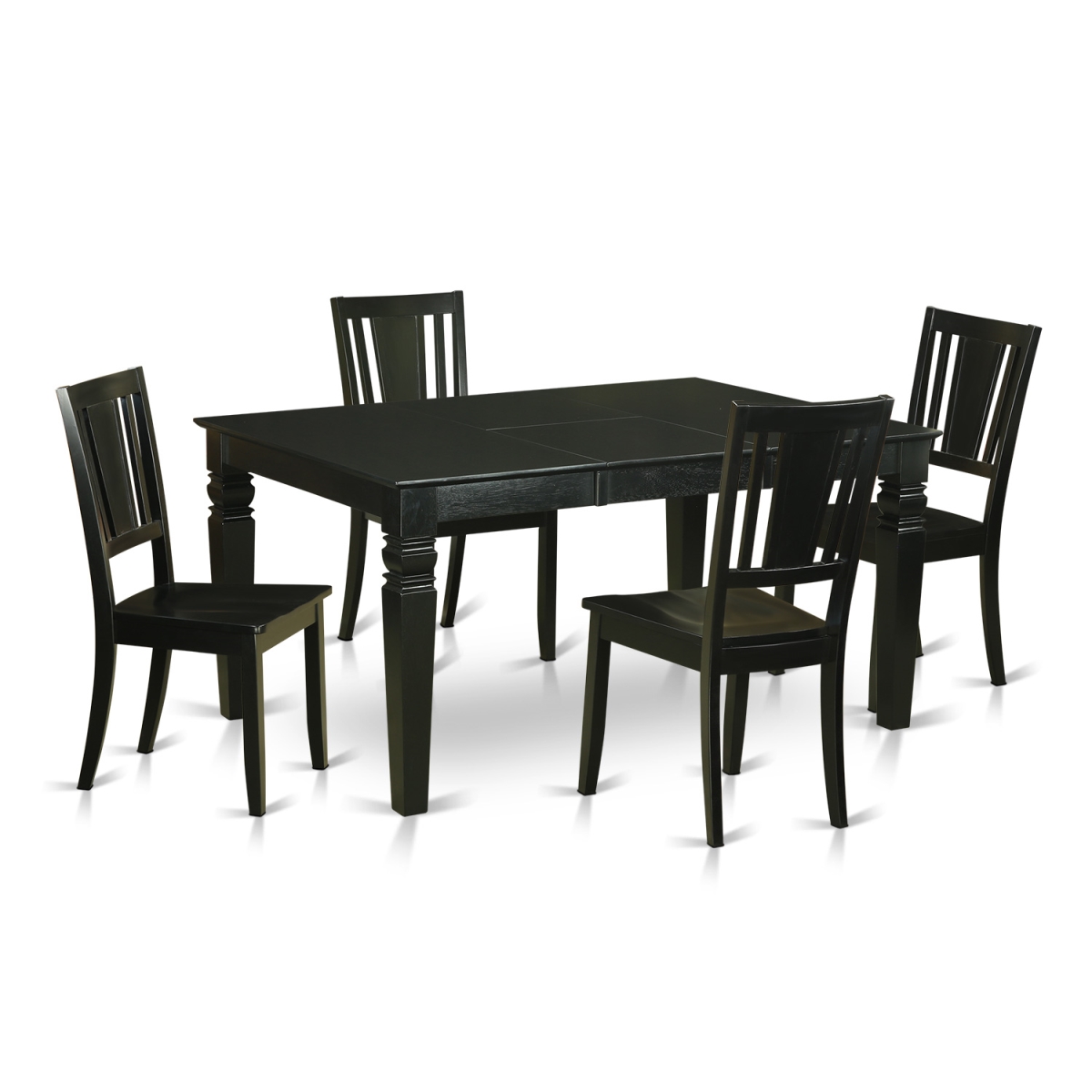 Dinette Set with 4 Dining Room Table & 4 Chairs, Black - 5 Piece