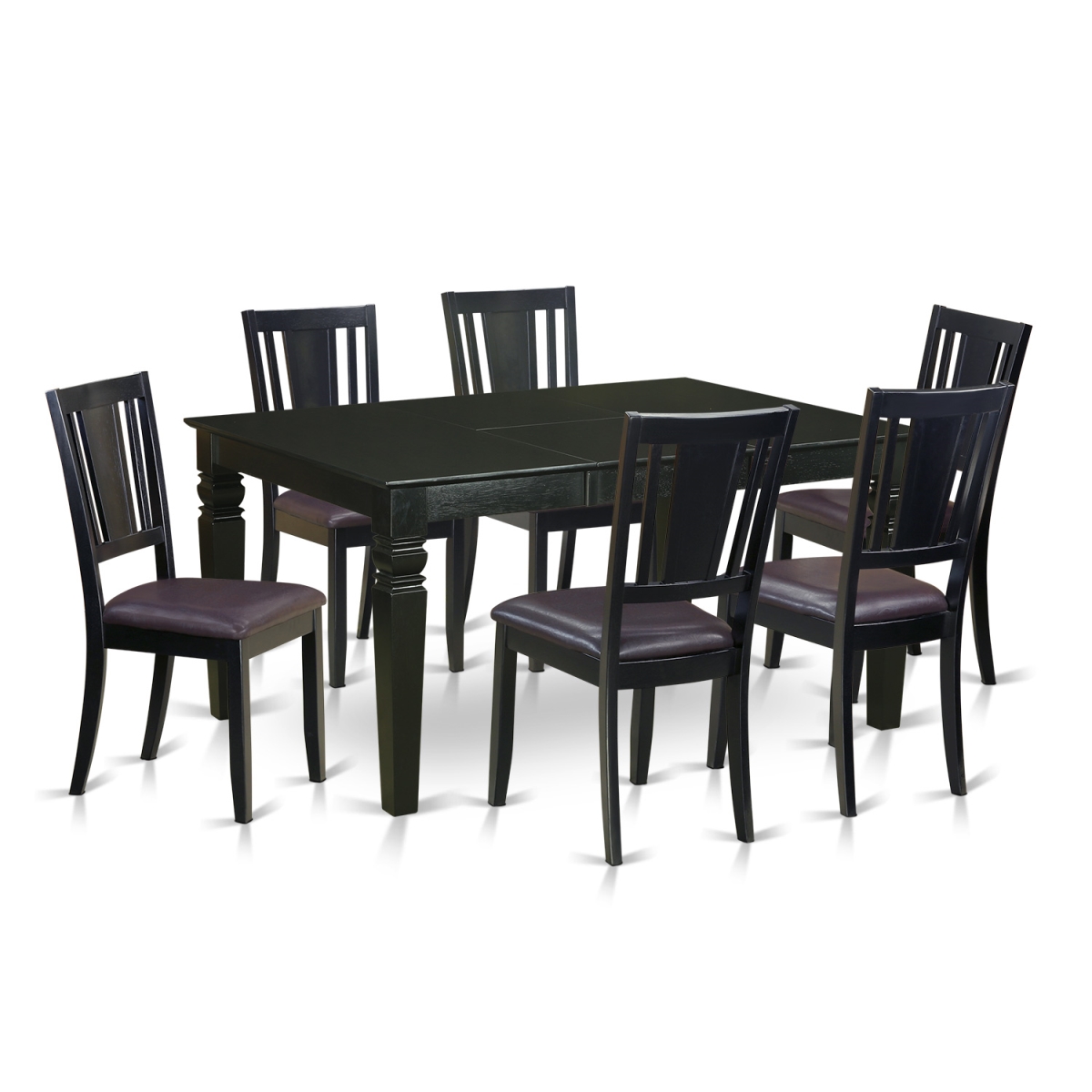 Dinette Set - Kitchen Table & 6 Chairs, Black - 7 Piece