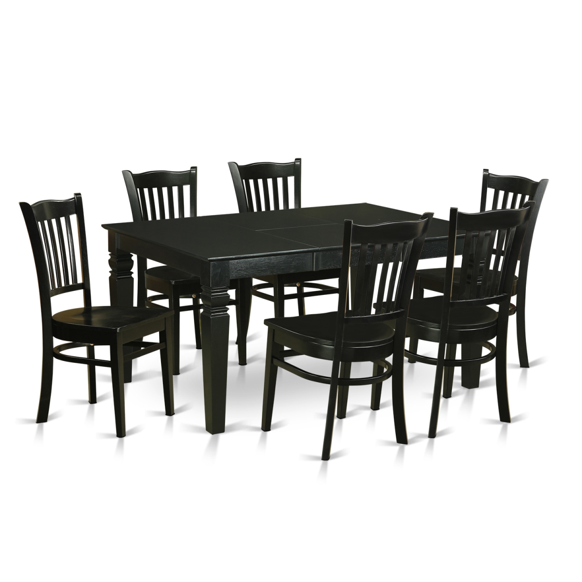 WEGR7-BLK-W Dining Room Sets with 6 Table & 6 Chairs, Black - 7 Piece -  East West Furniture