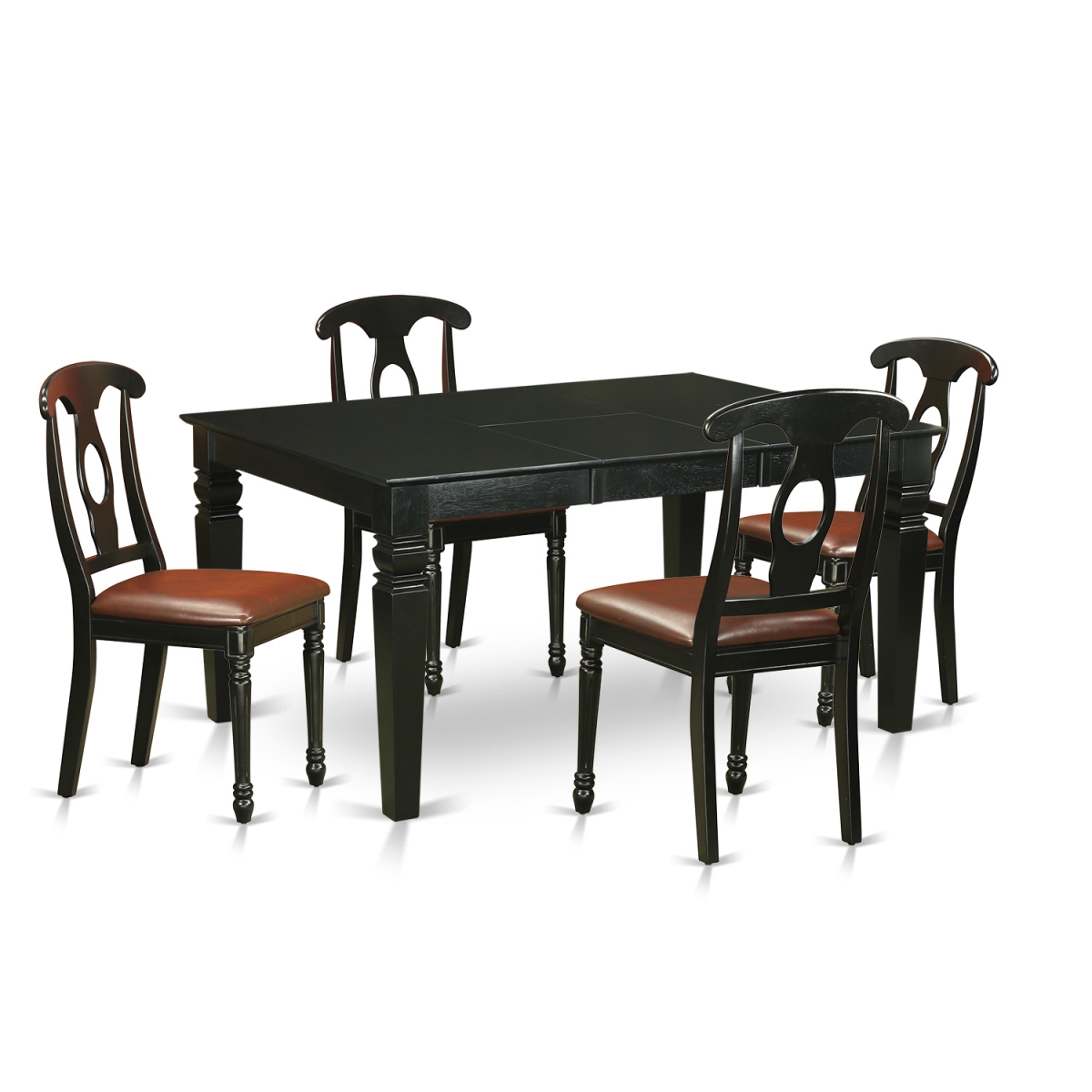 Faux Leather Dining Table Set with 4 Table & 4 Chairs - Black - 5 Piece
