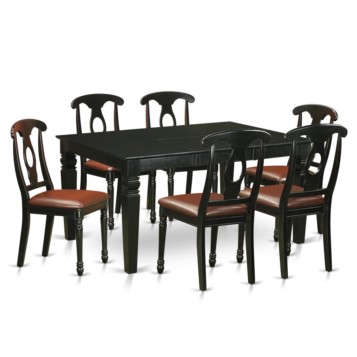 Table Set with 6 Kitchen Table & 6 Chairs, Black - 7 Piece