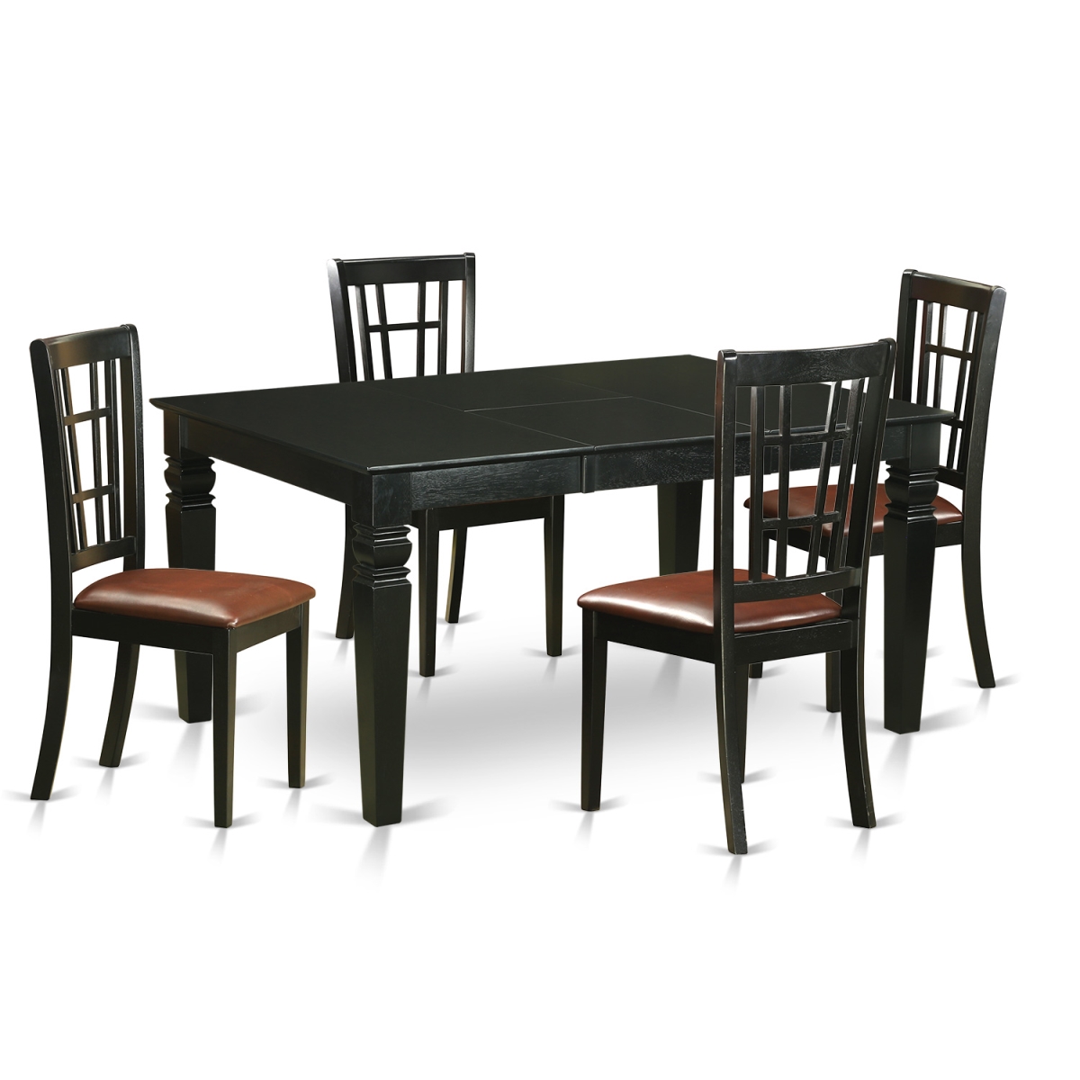 Dinette Table Set with 4 Table & 4 Chairs, Black - 5 Piece