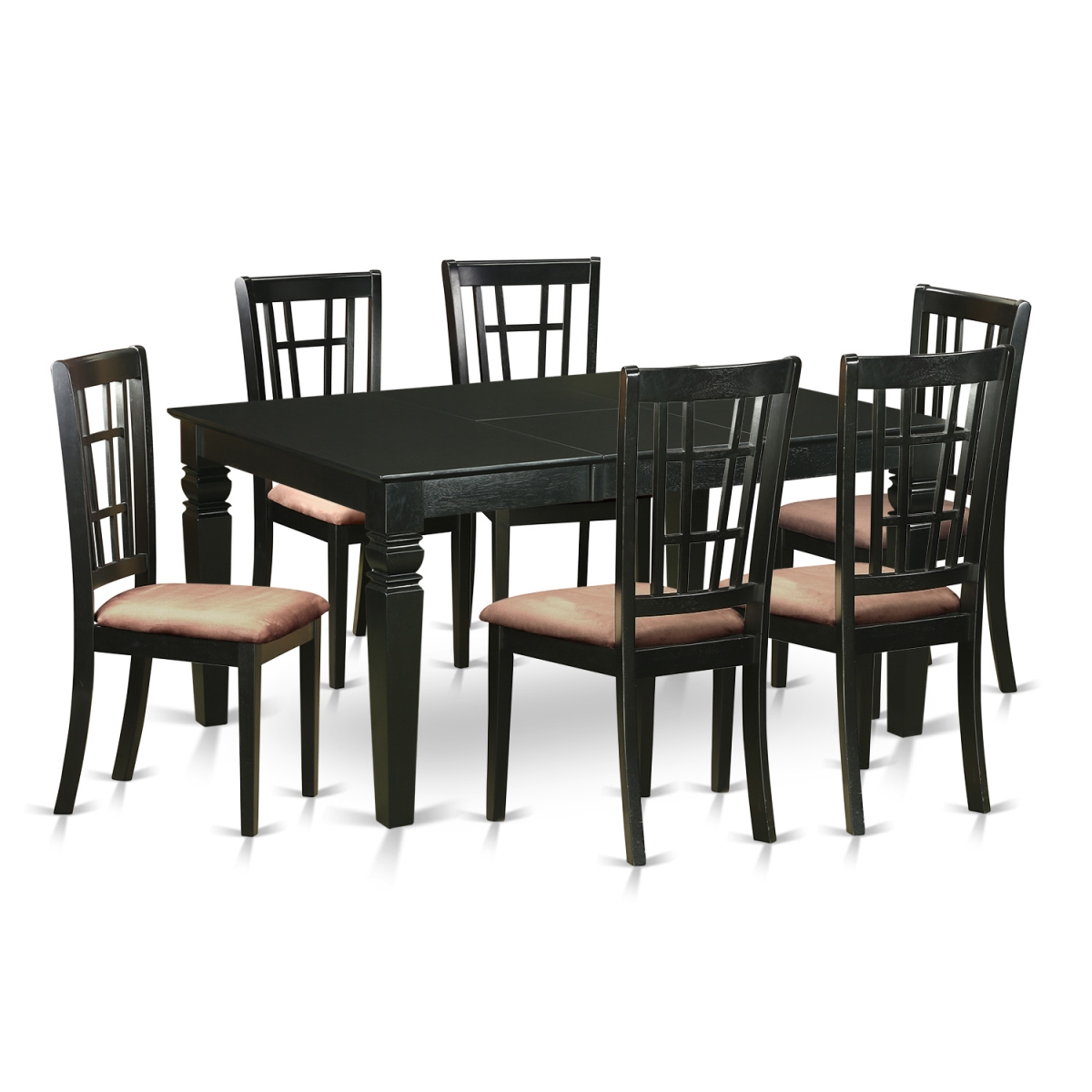 Table & Chair Set with 6 Dining Room Table & 6 Chairs - Black - 7 Piece
