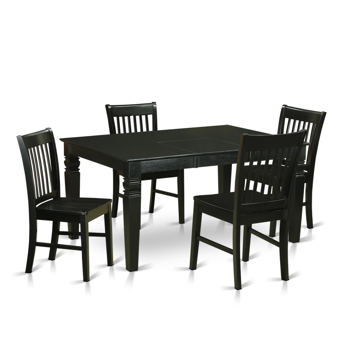 Dining Table Set with 4 Kitchen Table & 4 Chairs, Black - 5 Piece