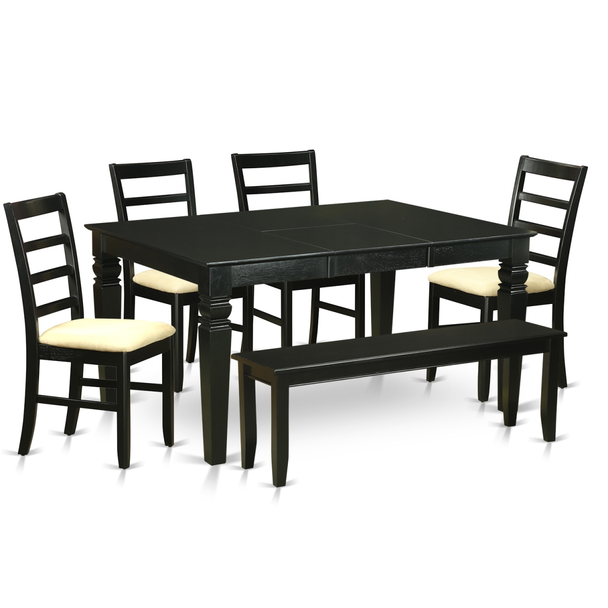 WEPF6D-BLK-C Kitchen Nook Dining Set - Small Kitchen Table & 4 Chairs with a Bench, Black - 6 Piece