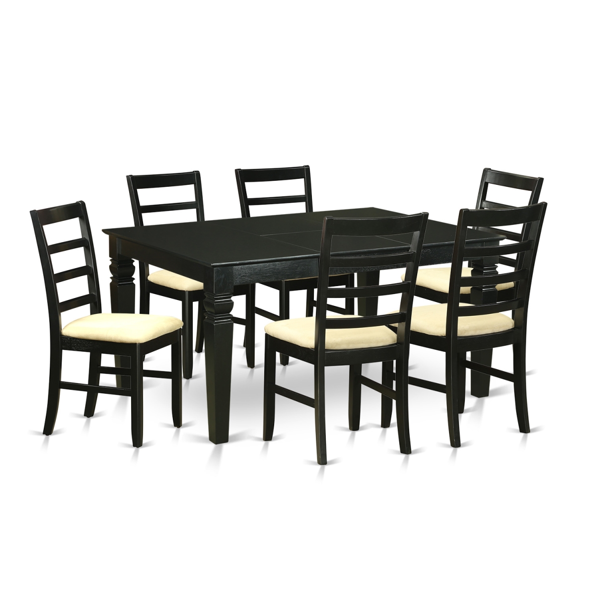 Dinette Set with 6 Dining Table & 6 Chairs, Black - 7 Piece