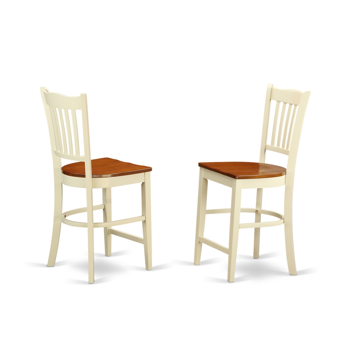Groton Counter Stools with Wood Seat, Buttermilk & Cherry