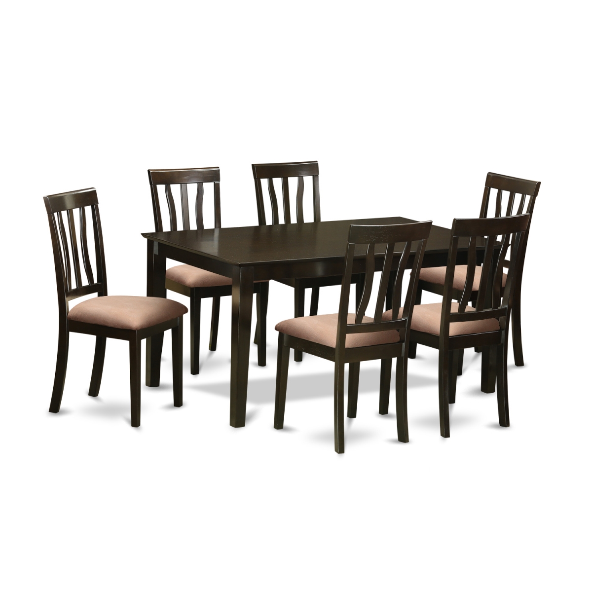 CAAN7-CAP-C Dining Table Set with 6 Dining Room Table & 6 Chairs, Cappuccino - 7 Piece -  East West Furniture