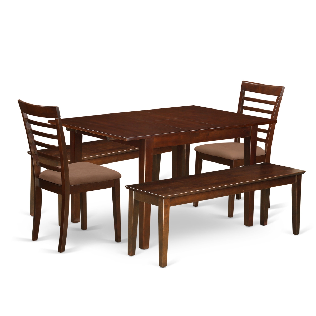 Picture of East West Furniture MILA5C-MAH-C Dinette Set - Small Dining Tables & 2 Chairs with Solid Wood Seat Plus 2 Benches - 5 Piece