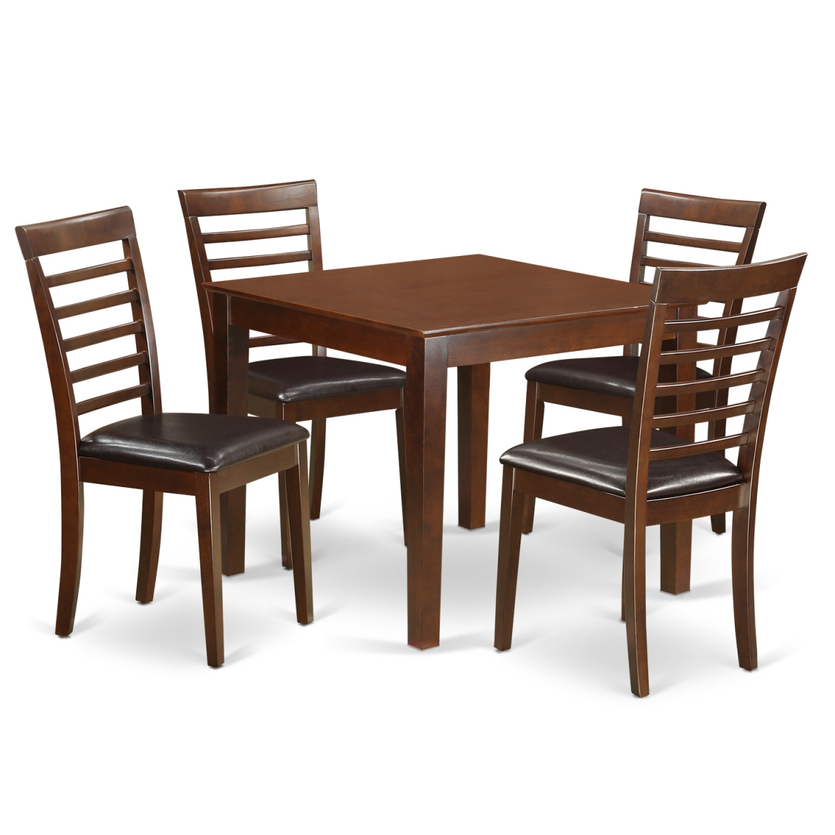 Picture of East West Furniture OXML5-MAH-LC Kitchen Dinette Set with One Oxford Dining Table & 4 Chairs&#44; Mahogany - 5 Piece