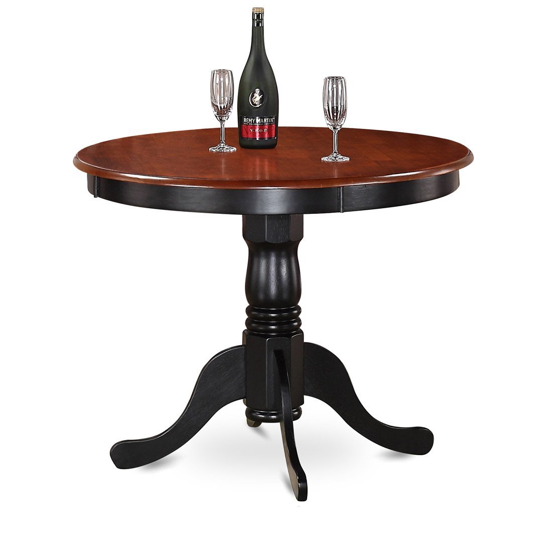 Picture of East West Furniture ANT-BLK-TP Round Antique Table, Black & Cherry - 36 in.